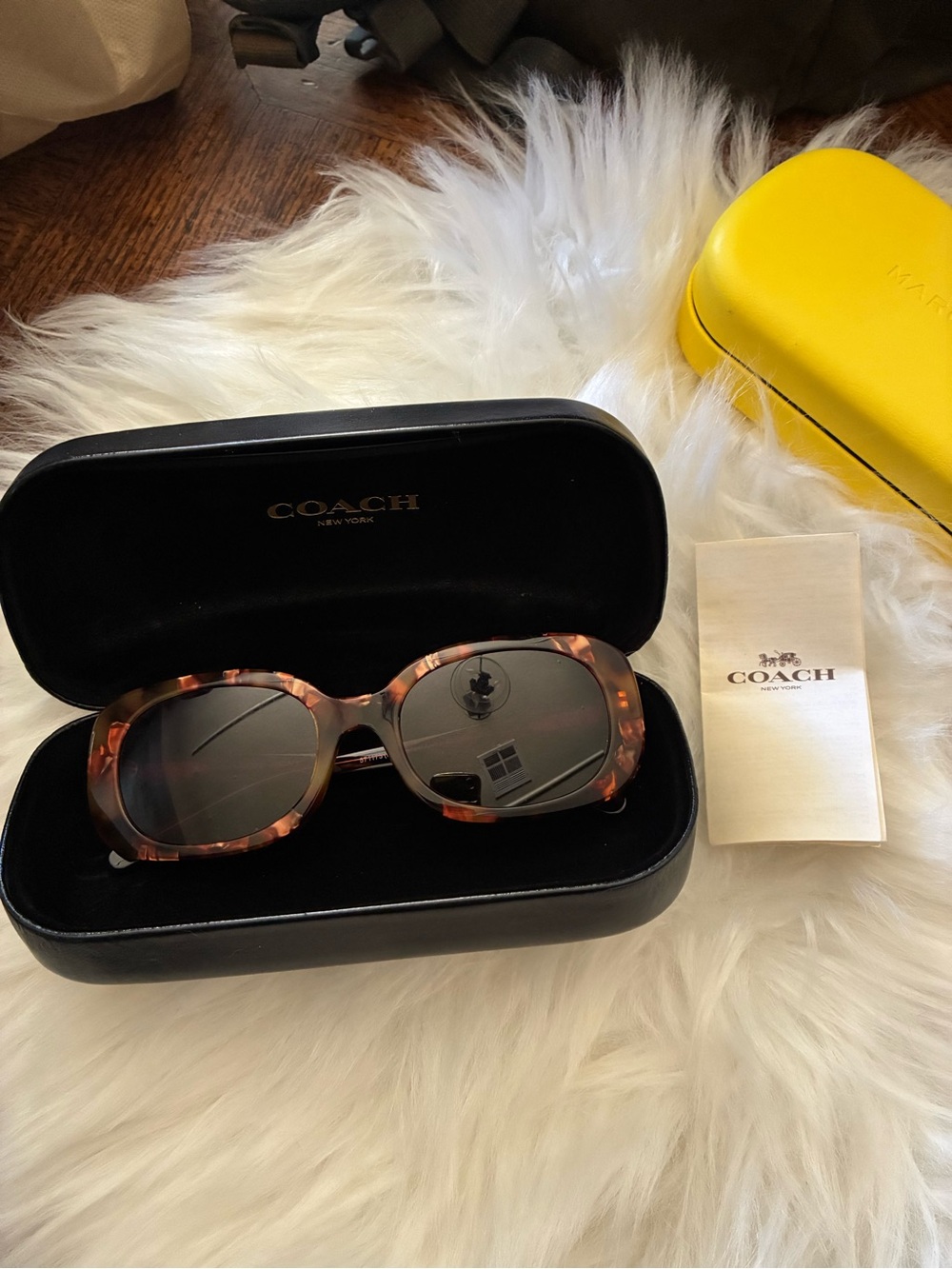 Coach Tortoise Shell Round Sunglasses - Dark Gray Lenses